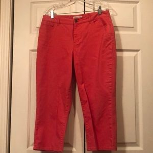 Coldwater Creek sz 10 Coral Capris w/Tummy Panel
